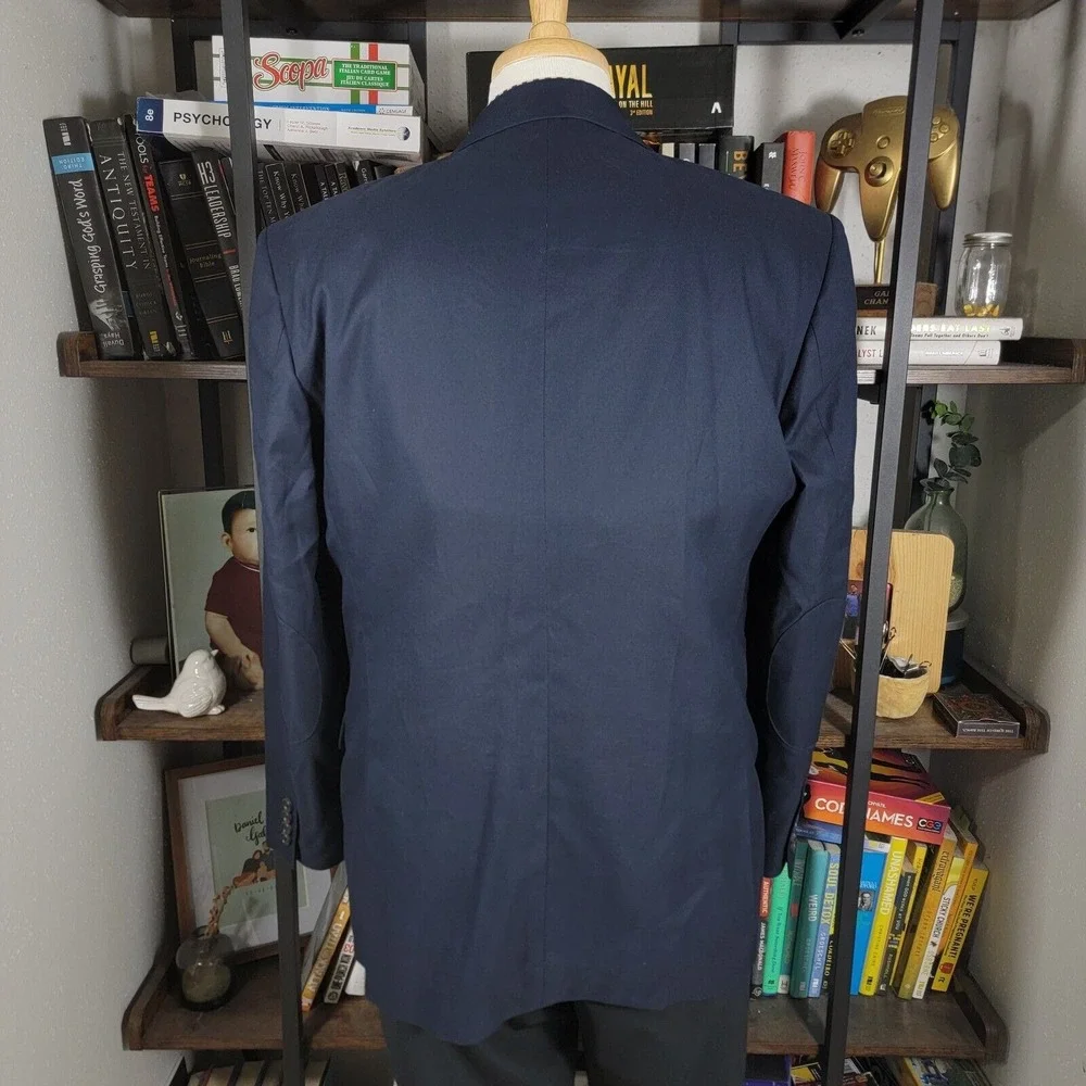 US POLO ASSN Men's Sport Coat Blazer‎ Two Button Navy Blue 100% Cotton Size 44R